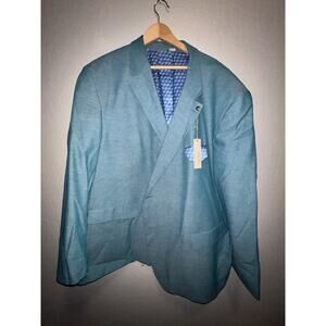 Oak Hill Men 4XL 58/60R Blazer Sport Coat Teal Textured Matrix Streak Jacket NWT